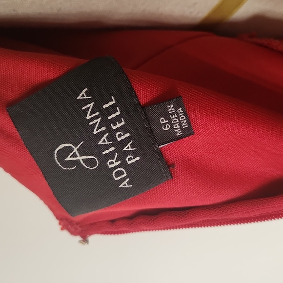 Beaded Adrianna Papell Cap Sleeve Square Neck Claret Red Dress Gown 6p - Picture 14 of 16